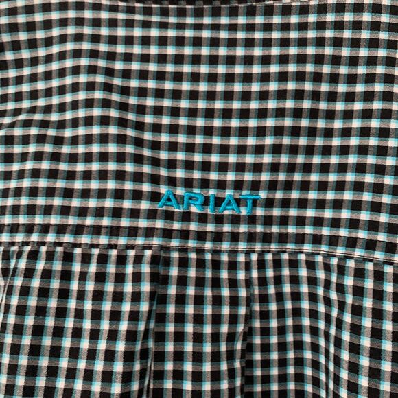 Ariat Pro Series Shirt Mens XXL Button Down Long Sleeve Plaid Fishing Turquoise - Picture 4 of 7